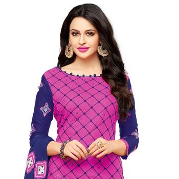Pink embroidered cotton salwar with dupatta 2