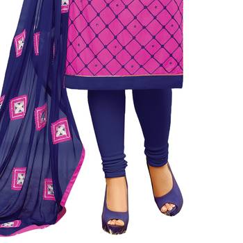 Pink embroidered cotton salwar with dupatta 4