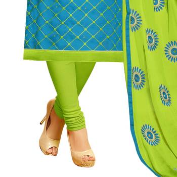 Blue embroidered cotton salwar with dupatta 4