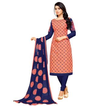 Orange embroidered cotton salwar with dupatta 1