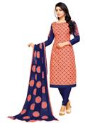 Orange embroidered cotton salwar with dupatta