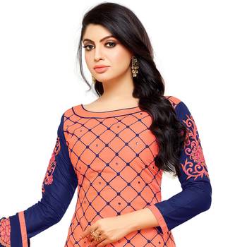 Orange embroidered cotton salwar with dupatta 2