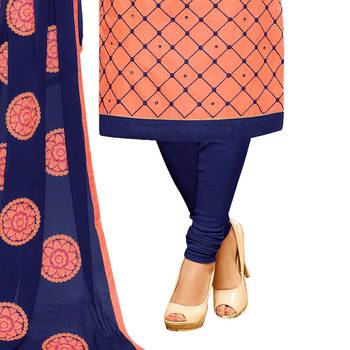 Orange embroidered cotton salwar with dupatta 4