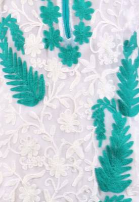 White embroidered georgette stitched kurti 4