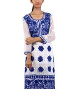 White embroidered georgette stitched kurti
