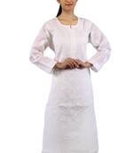 White embroidered cotton stitched kurti