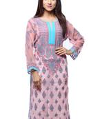 Beige embroidered georgette stitched kurti