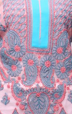 Beige embroidered georgette stitched kurti 4