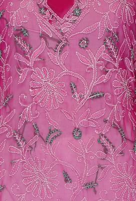 Magenta embroidered georgette stitched kurti 4