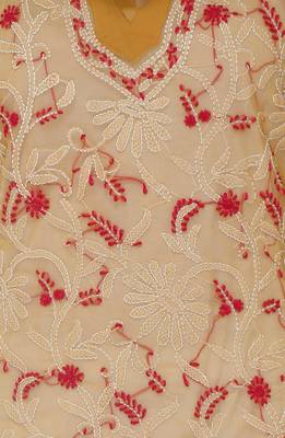 Brown embroidered georgette stitched kurti 4