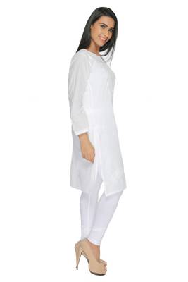 White embroidered cotton stitched kurti 1