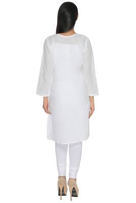White embroidered cotton stitched kurti 2