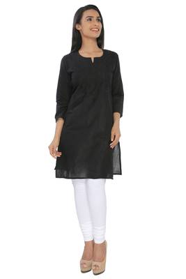 Black embroidered cotton stitched kurti 1