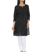 Black embroidered cotton stitched kurti