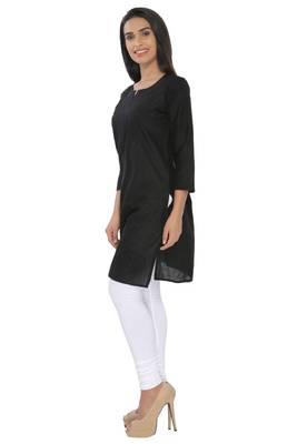 Black embroidered cotton stitched kurti 2