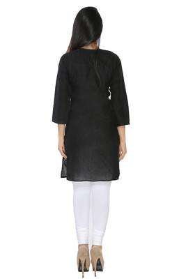 Black embroidered cotton stitched kurti 3