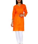 Orange embroidered cotton stitched kurti