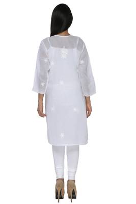 White embroidered cotton stitched kurti 3