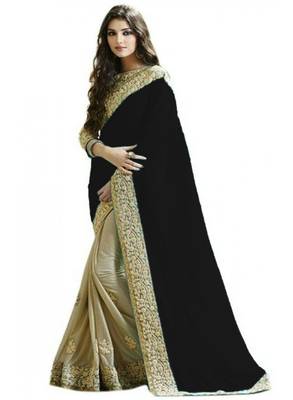 Black embroidered georgette saree with blouse 1