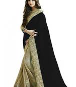 Black embroidered georgette saree with blouse