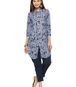 Indibelle Blue printed rayon kurtas-and-kurtis