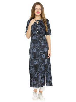 Indibelle Black printed cotton kurtas-and-kurtis 1