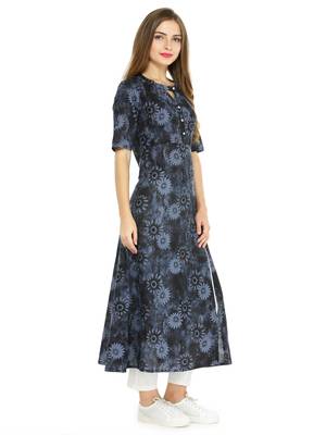 Indibelle Black printed cotton kurtas-and-kurtis 3