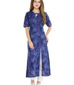Indibelle Blue printed cotton kurtas-and-kurtis