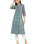 Indibelle Blue printed cotton kurtas-and-kurtis