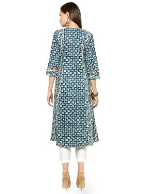 Indibelle Blue printed cotton kurtas-and-kurtis 4