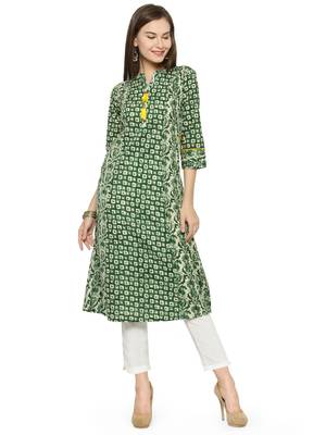 Green printed cotton kurtas-and-kurtis 1