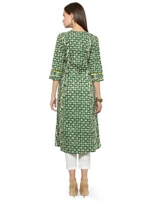 Green printed cotton kurtas-and-kurtis 4