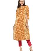 Indibelle Yellow printed cotton kurtas-and-kurtis