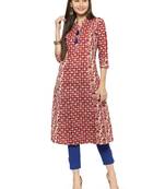 Indibelle Wine printed cotton kurtas-and-kurtis