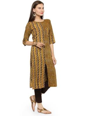 Indibelle Brown printed rayon kurtas-and-kurtis 3