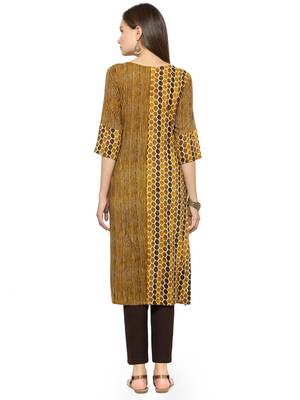Indibelle Brown printed rayon kurtas-and-kurtis 4
