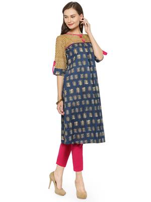 Indibelle Gold printed cotton kurtas-and-kurtis 3