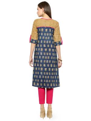 Indibelle Gold printed cotton kurtas-and-kurtis 4