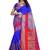 Blue woven cotton silk saree with blouse