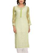 Green Embroidered Georgette Chikankari Kurti