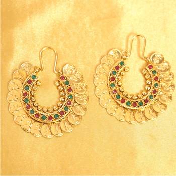 Beautiful Gold Look Coin Chand Bali 1