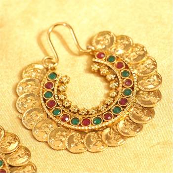 Beautiful Gold Look Coin Chand Bali 2