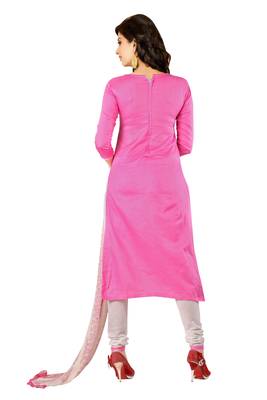 Pink embroidered cotton salwar with dupatta 2