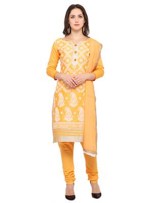 Orange embroidered cotton salwar with dupatta 1