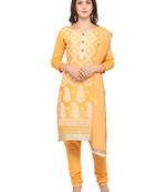 Orange embroidered cotton salwar with dupatta