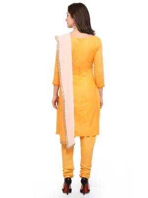 Orange embroidered cotton salwar with dupatta 2