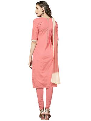 Peach embroidered cotton salwar with dupatta 2