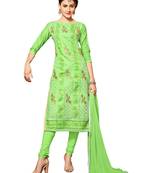 Green embroidered cotton salwar with dupatta