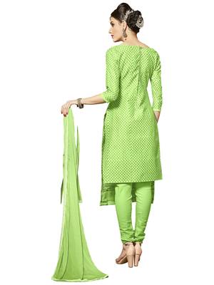 Green embroidered cotton salwar with dupatta 2