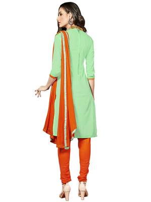 Green embroidered cotton salwar with dupatta 2